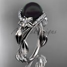 Black Pearl and Diamond Engagement Rings Unique White gold Wedding Ring ABP326