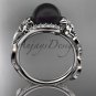 Black Pearl and Diamond Engagement Rings Unique White gold Wedding Ring ABP326