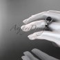 Black Pearl and Diamond Engagement Rings Unique White gold Wedding Ring ABP326