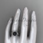 Black Pearl and Diamond Engagement Rings Unique White gold Wedding Ring ABP326