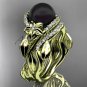 Unique yellow gold Wedding Sets Black Pearl and Diamond Engagement Rings ABP326S