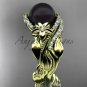 Unique yellow gold Wedding Sets Black Pearl and Diamond Engagement Rings ABP326S