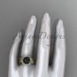 Unique yellow gold Wedding Sets Black Pearl and Diamond Engagement Rings ABP326S