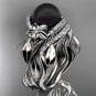Unique Platinumgold Wedding Sets Black Pearl and Diamond Engagement Rings ABP326S