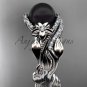 Unique Platinumgold Wedding Sets Black Pearl and Diamond Engagement Rings ABP326S