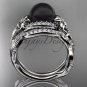 Unique Platinumgold Wedding Sets Black Pearl and Diamond Engagement Rings ABP326S