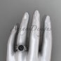 Unique Platinumgold Wedding Sets Black Pearl and Diamond Engagement Rings ABP326S