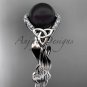 Black Pearl Engagement Rings White Gold Celtic Trinity Knot Leaf Pearl Engagement Ring CTBP7326