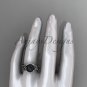 Black Pearl Engagement Rings White Gold Celtic Trinity Knot Leaf Pearl Engagement Ring CTBP7326
