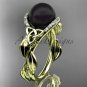 Black Pearl Engagement Rings yellow Gold Celtic Trinity Knot Leaf Pearl Engagement Ring CTBP7326