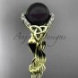 Black Pearl Engagement Rings yellow Gold Celtic Trinity Knot Leaf Pearl Engagement Ring CTBP7326