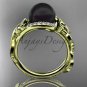 Black Pearl Engagement Rings yellow Gold Celtic Trinity Knot Leaf Pearl Engagement Ring CTBP7326