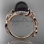 Black Pearl Engagement Rings rose Gold Celtic Trinity Knot Leaf Pearl Engagement Ring CTBP7326