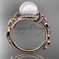Diamond Engagement Rings rose Gold Celtic Trinity Knot, Leaf Pearl Engagement Ring CTP7326