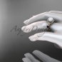 Diamond Engagement Rings rose Gold Celtic Trinity Knot, Leaf Pearl Engagement Ring CTP7326
