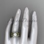 Diamond Bridal Set yellow Gold Celtic Trinity Knot Wedding Set, Leaf Pearl Engagement Ring CTP7326S