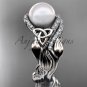 Diamond Bridal Set Platinum Celtic Trinity Knot Wedding Set, Leaf Pearl Engagement Ring CTP7326S