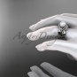 Diamond Bridal Set Platinum Celtic Trinity Knot Wedding Set, Leaf Pearl Engagement Ring CTP7326S