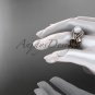 Leaf Diamond Pearl engagement ring set rose Gold Celtic Trinity Knot Wedding Set CTP7326S