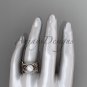 Leaf Diamond Pearl engagement ring set rose Gold Celtic Trinity Knot Wedding Set CTP7326S