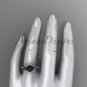 Irish Black Cultured Pearl Engagement Rings White Gold Diamond Celtic Trinity Knot  CTBP7317