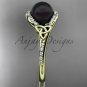 Irish Black Cultured Pearl Engagement Rings yellow Gold Diamond Celtic Trinity Knot  CTBP7317