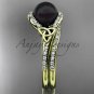 Black Cultured Pearl Celtic yellow Gold Diamond Irish Trinity Knot Engagement Ring CTBP7317S