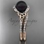 Black Cultured Pearl Celtic rose Gold Diamond Irish Trinity Knot Engagement Ring CTBP7317S