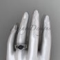 Black Cultured Pearl Celtic Engagement Ring White Gold Diamond Irish Trinity Knot CTBP7317S