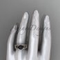 Black Cultured Pearl Celtic  Engagement Ring Rose Gold Diamond Irish Trinity Knot CTBP7317S