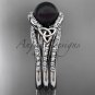 Black Cultured Pearl Celtic Engagement Ring Platinum Diamond Irish Trinity Knot CTBP7317S