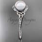 Irish Pearl Engagement Rings White Gold Diamond Celtic Trinity Knot Wedding Ring CTP7317