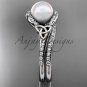 Pearl Celtic Wedding Set White Gold Diamond Irish Trinity Knot Engagement Ring CTP7317S