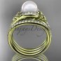 Pearl Celtic Double Band Engagement Yellow Gold Diamond Irish Trinity Knot  CTP7317S