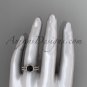 Vintage halo engagement rings Black Diamond center stone 14k rose gold diamond wedding set ADER95S