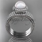 Pearl diamond wedding sets 14kt white gold awesome halo engagement ring AP95S