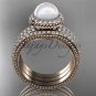Pearl diamond wedding sets 14kt rose gold awesome halo engagement ring AP95S