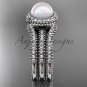 Pearl diamond wedding sets platinum awesome halo engagement ring AP95S