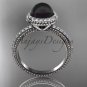 Black pearl antique engagement rings 14kt white gold diamond halo engagement ring ABP95