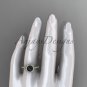 Black pearl antique engagement rings 14kt yellow gold diamond halo engagement ring ABP95