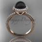 Black pearl antique engagement rings 14kt rose gold diamond halo engagement ring ABP95