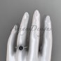 Black pearl antique engagement rings Platinum diamond halo engagement ring ABP95