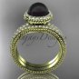 Awesome Black pearl wedding set 14kt yellow gold diamond halo engagement ring ABP95S