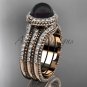 Black pearl diamond wedding sets 14kt rose gold awesome halo engagement ring ABP95S