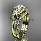 Butterfly ring 14kt yellow gold diamond unique wedding ring set ADLR514S