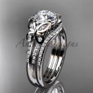 Butterfly ring Platinum diamond unique wedding ring set ADLR514S
