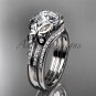 Butterfly ring Platinum diamond unique wedding ring set ADLR514S
