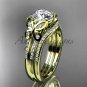 Moissanite Butterfly 14kt ring yellow gold diamond unique wedding ring set ADLR514S