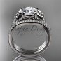 Moissanite Butterfly Platinum gold diamond unique wedding ring set ADLR514S