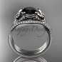 Black Diamond Butterfly ring 14kt white gold diamond unique wedding ring set ADLR514S